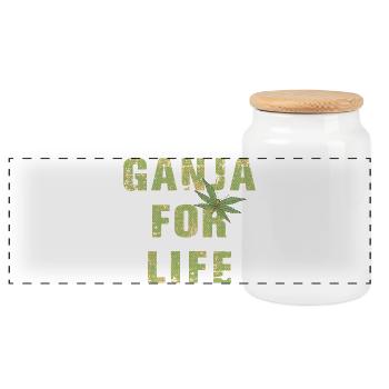Ganja for Life - Panorama Keksdose mit Holzdeckel - Weiß - Vorne
