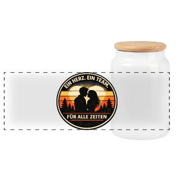 Un cœur, une équipe pour tous les temps - Boîte à biscuits avec couvercle en bois - blanc - Devant