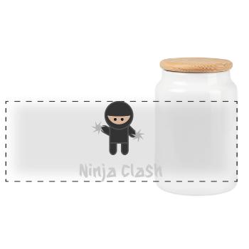 Ninja Fight Sport  Shuriken - Boîte à biscuits avec couvercle en bois - blanc - Devant