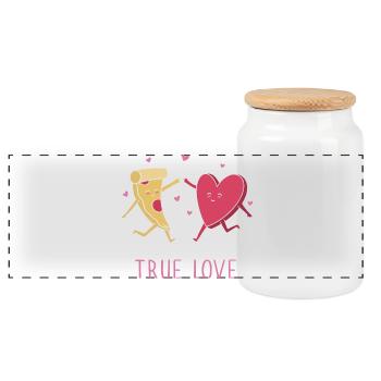 True Pizza Love - Panoramic Cookie Jar with Wooden Lid - white - Front