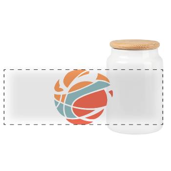Abstrakter Basketball-Burst - Panorama Keksdose mit Holzdeckel - Weiß - Vorne