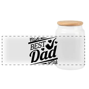 Papa, bester Papa, Vatertag - Panorama Keksdose mit Holzdeckel - Weiß - Vorne