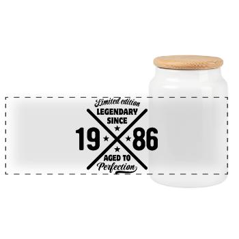 Édition limitée 1986 | Cadeau d’anniversaire - Boîte à biscuits avec couvercle en bois - blanc - Devant