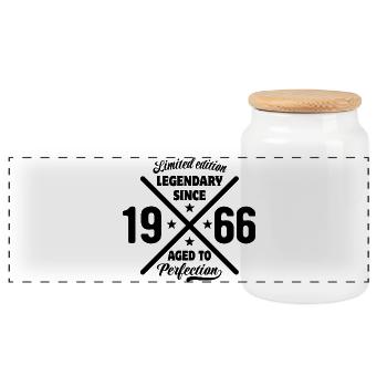 Limited Edition 1966 | Geburtstag Geschenk - Panorama Keksdose mit Holzdeckel - Weiß - Vorne