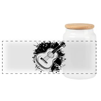Ukulele Grafik - Panorama Keksdose mit Holzdeckel - Weiß - Vorne