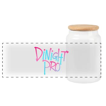 Dinight Pro Neon Gradient - Panoramic Cookie Jar with Wooden Lid - white - Front