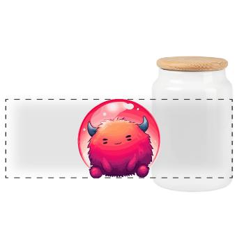 Dégradé du visage de monstre duveteux - Boîte à biscuits avec couvercle en bois - blanc - Devant