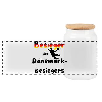 European Handball Championship 2026 - Defeat of the Denmark Defeater - Panoramic Cookie Jar with Wooden Lid - white - Front