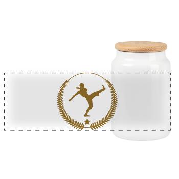 Capoeira - Combat - Danse - Boîte à biscuits avec couvercle en bois - blanc - Devant