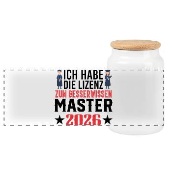 Master 2026 Diplôme - Boîte à biscuits avec couvercle en bois - blanc - Devant