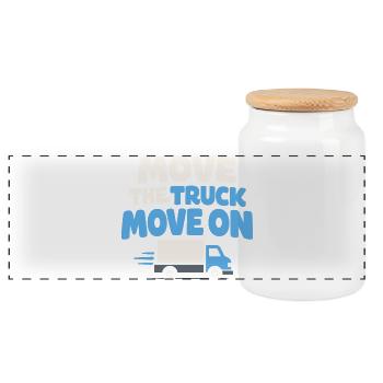 Trucking Therapy Road is my therapy trucker - Panoramic Cookie Jar with Wooden Lid - white - Front