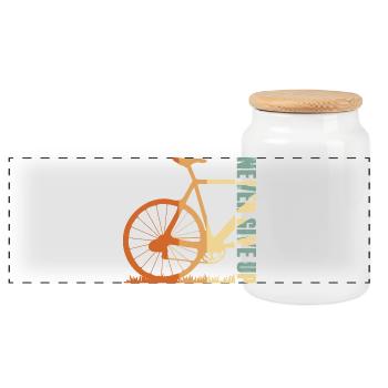 Bike Silhouette Gradient Design - Panoramic Cookie Jar with Wooden Lid - white - Front