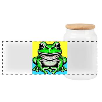 Frosch - Panorama Keksdose mit Holzdeckel - Weiß - Vorne