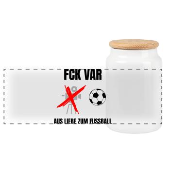 FCK VAR - Panorama Keksdose mit Holzdeckel - Weiß - Vorne