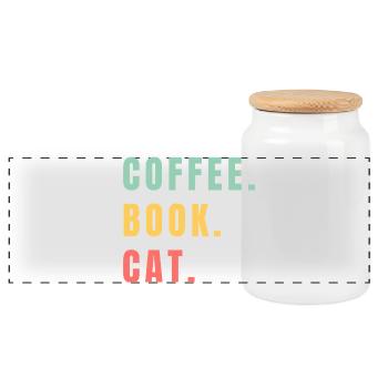 CHAT DU LIVRE CAFÉ - Boîte à biscuits avec couvercle en bois - blanc - Devant