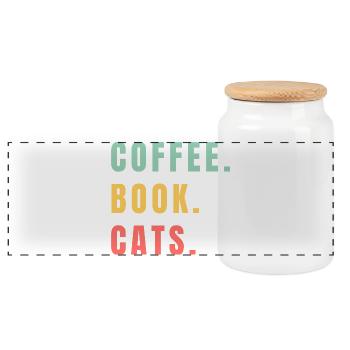COFFEE BOOK CATS - Panorama Keksdose mit Holzdeckel - Weiß - Vorne