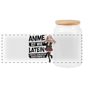 Posture du cœur de la fille d’école dans l’anime - Boîte à biscuits avec couvercle en bois - blanc - Devant