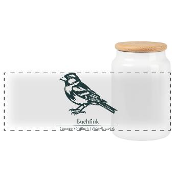 Silhouette de pinson | Ornithologie | Dessin - Boîte à biscuits avec couvercle en bois - blanc - Devant