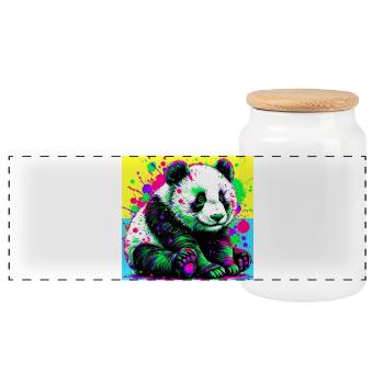 Panda - Panorama Keksdose mit Holzdeckel - Weiß - Vorne