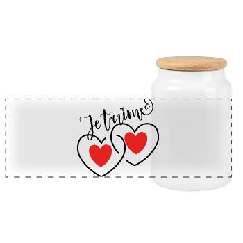 I Love You Intertwined Hearts - Panoramic Cookie Jar with Wooden Lid - white - Front