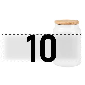 10. 10 YEARS. 10th ANNIVERSARY. 10 YEAR ANNIVERSARY. - Panoramic Cookie Jar with Wooden Lid - white - Front