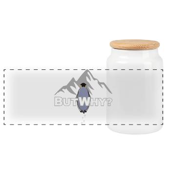 But Why? Penguin Meme Motivation - Panoramic Cookie Jar with Wooden Lid - white - Front