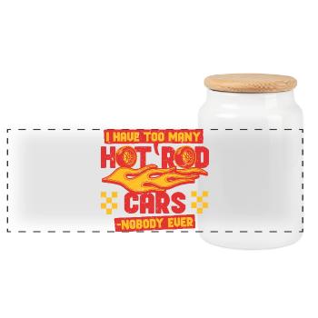 Collectionneur de voitures classiques : trop de voitures Hot Rod - Boîte à biscuits avec couvercle en bois - blanc - Devant