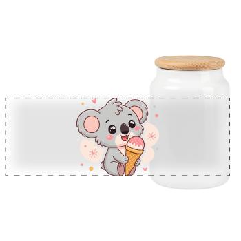 Koala Glacé Kawaii Estival - Boîte à biscuits avec couvercle en bois - blanc - Devant
