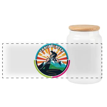 Trail Blazer Mountain Bike Enduro MTB Ride Motif - Panoramic Cookie Jar with Wooden Lid - white - Front