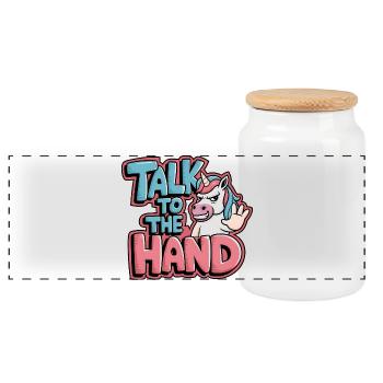 Unicorn Comic - Parle à la Main - Boîte à biscuits avec couvercle en bois - blanc - Devant