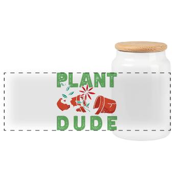 Plant Lovers Dude Plants Succulent Flower - Panoramic Cookie Jar with Wooden Lid - white - Front