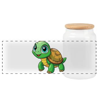 Bébé tortue - Boîte à biscuits avec couvercle en bois - blanc - Devant