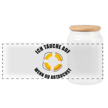 I'll show up when you dive - saying black - Panoramic Cookie Jar with Wooden Lid - white - Front