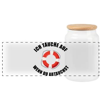 Ich tauche auf wenn du abtauchst Spruch - Panorama Keksdose mit Holzdeckel - Weiß - Vorne
