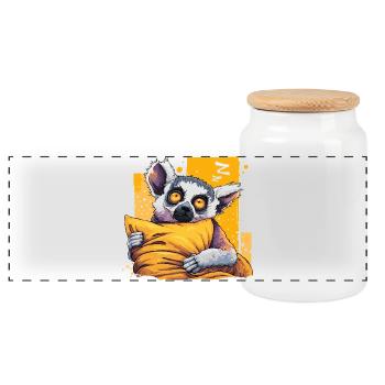 Lemur Cuddly Hero Neon Eyes - Panoramic Cookie Jar with Wooden Lid - white - Front