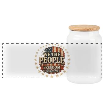  We The People 250 Years America Anniversary - Panoramic Cookie Jar with Wooden Lid - white - Front