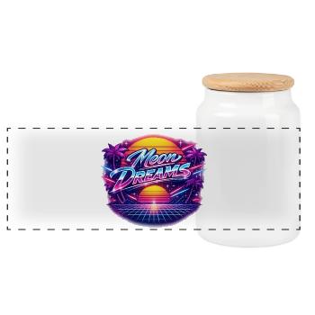 Moon Dreams Neon Retro Sunset - Panoramic Cookie Jar with Wooden Lid - white - Front