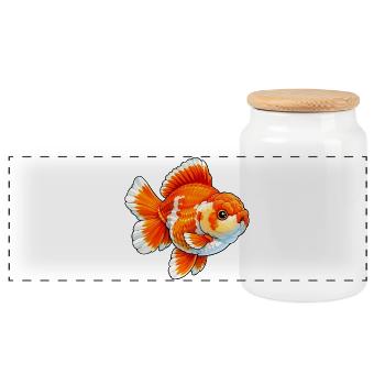 Grade Red White Yuanbao High Quality Goldfish - Panorama Keksdose mit Holzdeckel - Weiß - Vorne