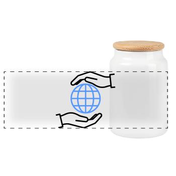 Weltkugel Hände Umriss Global - Panorama Keksdose mit Holzdeckel - Weiß - Vorne