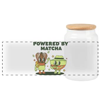 Powered By Matcha Green Tea Funny Matcha Lover - Panorama Keksdose mit Holzdeckel - Weiß - Vorne