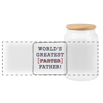 Best fart ever – Oops, I meant dad - Panoramic Cookie Jar with Wooden Lid - white - Front