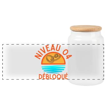 Niveau 04 Débloqué, une touche créative et joyeuse - Boîte à biscuits avec couvercle en bois - blanc - Devant