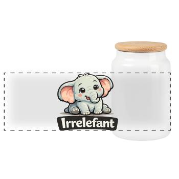 Irrelefant Wortwitz Irrelevant Elefant Shirt - Panorama Keksdose mit Holzdeckel - Weiß - Vorne