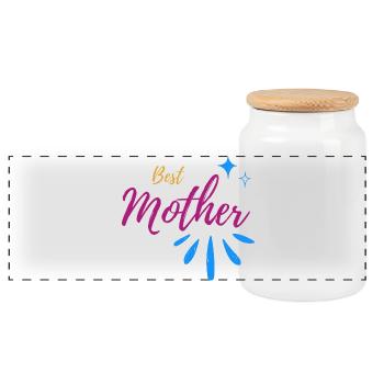 Meilleure Mother Typ avec Spark Speckle - Boîte à biscuits avec couvercle en bois - blanc - Devant