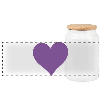 violet heart 2 hearts violet heart pattern - Panoramic Cookie Jar with Wooden Lid - white - Front