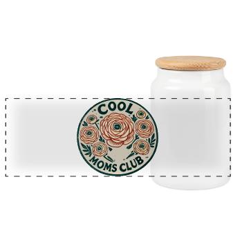 Cool Moms Club Floral Badge - Panoramic Cookie Jar with Wooden Lid - white - Front