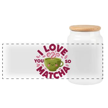 I Love You So Matcha Funny Green Tea Lover - Panorama Keksdose mit Holzdeckel - Weiß - Vorne
