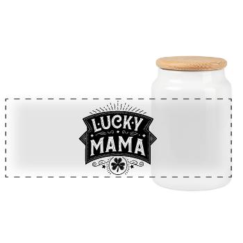 Lucky Mama - Panoramic Cookie Jar with Wooden Lid - white - Front