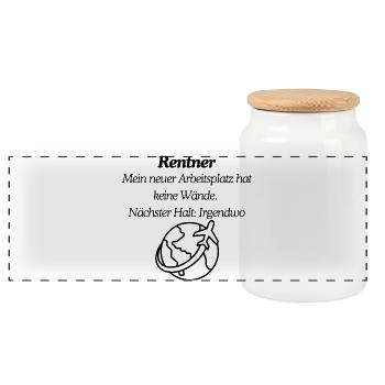 Rentner endlich reisen - Panorama Keksdose mit Holzdeckel - Weiß - Vorne
