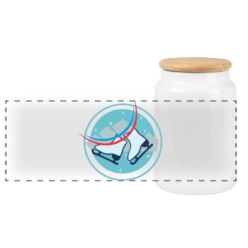 Patins de vitesse en duo - Boîte à biscuits avec couvercle en bois - blanc - Devant